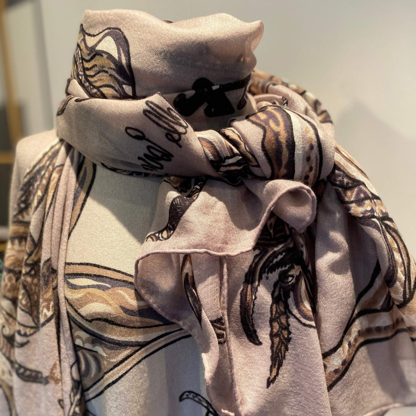 Schal SOUL FLOWERS Changra Kaschmir, beige & taupe, Limitiert auf 5 St