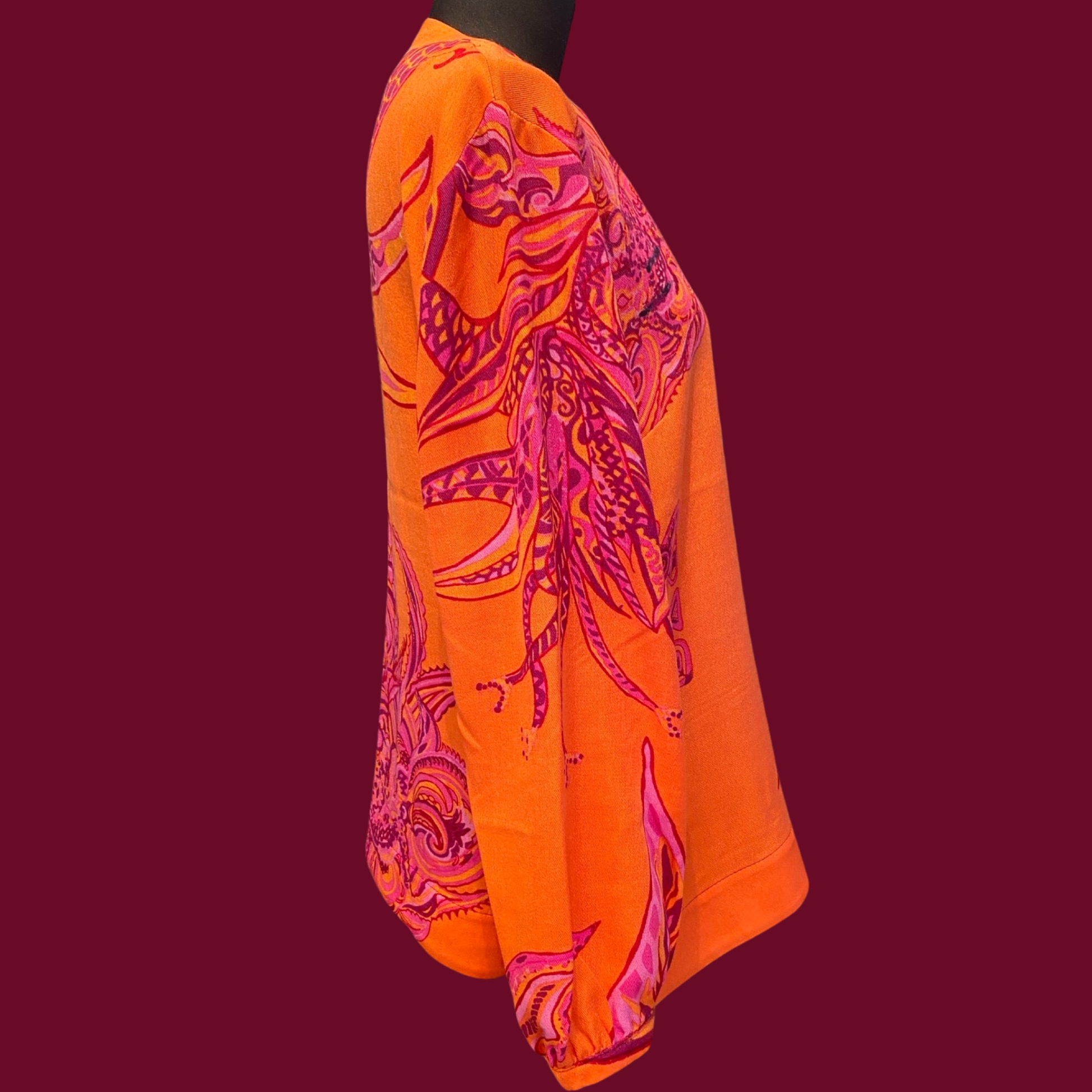 SOUL FLOWERS Wolle & Seiden Winter Tunika, orange & pink, UNIKAT