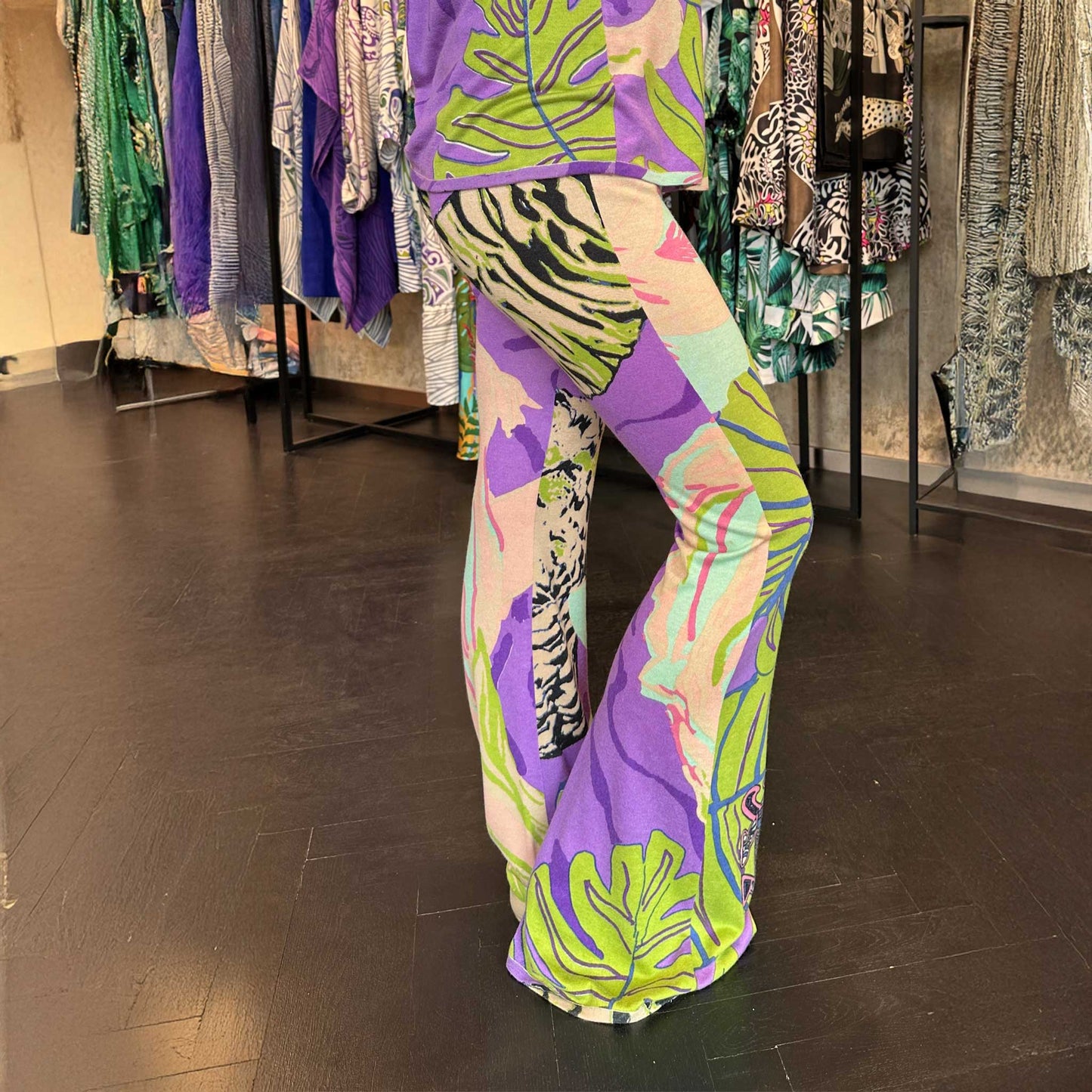 TIGER POND Feinstrick 100% Kaschmir Hose mit Schlag,  UNIKAT