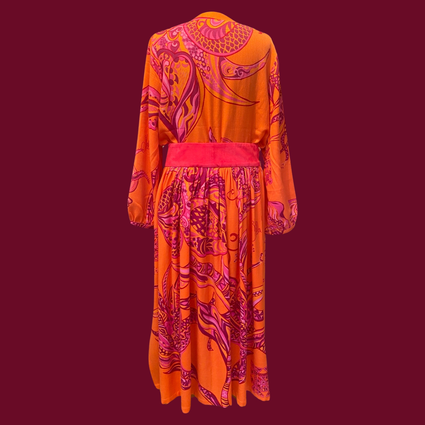 SOUL FLOWERS Wolle & Seiden Winter Tunika, orange & pink, UNIKAT
