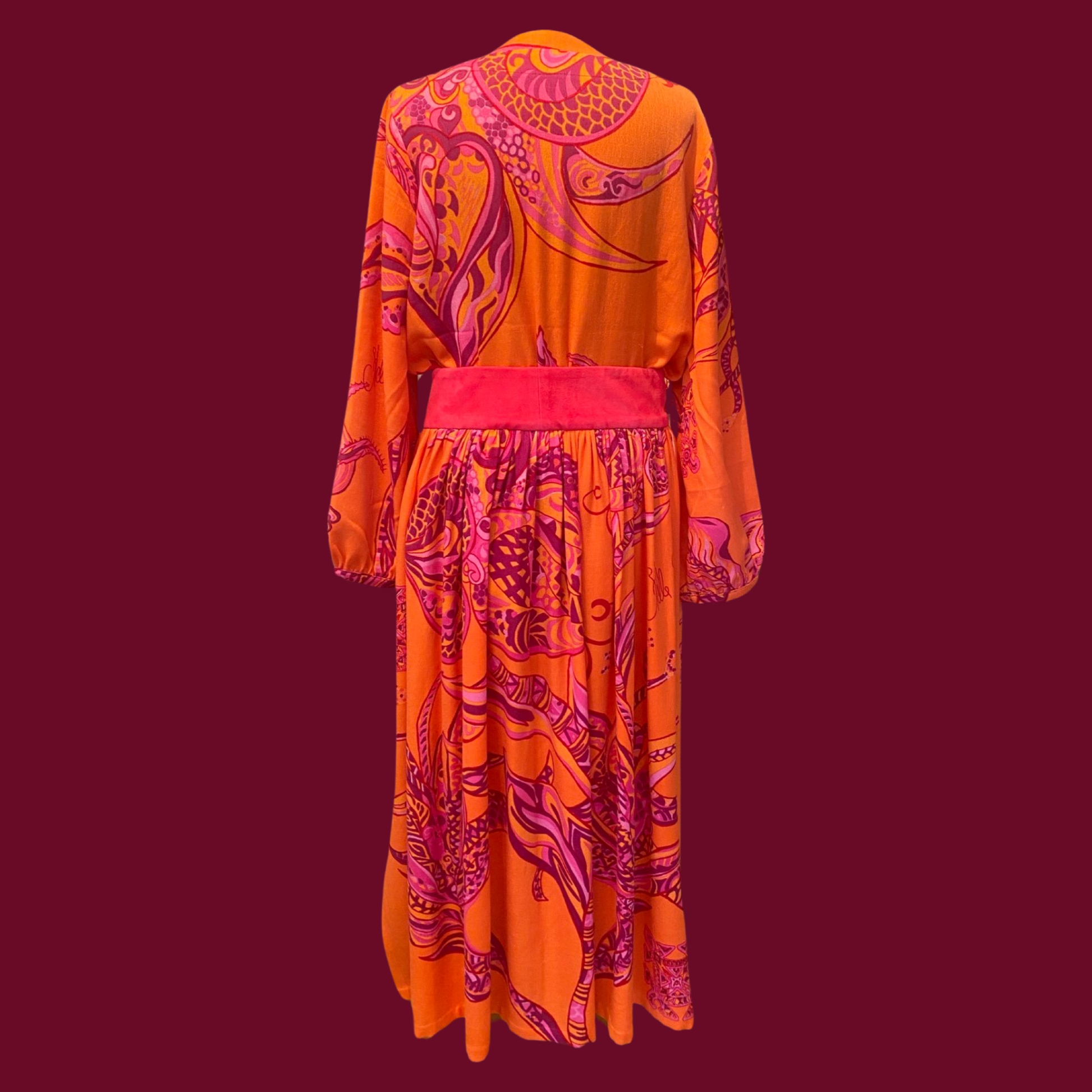 SOUL FLOWERS Wolle & Seiden Winter Tunika, orange & pink, UNIKAT