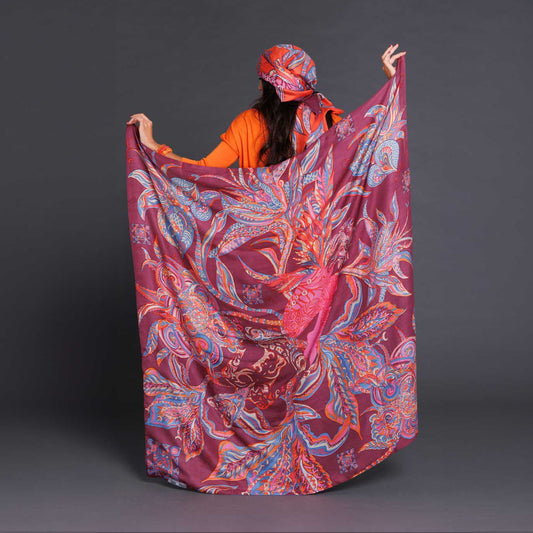 “BONDED IN GARDEN EDEN” - LIMITED EDITION #2 of 3 pieces - Cashmere & Silk, Doubleface - Plum