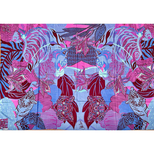 WILD FAMILY BONDS leichter Kaschmirschal, plum maroon & blues - Limitiert auf 3 Stück