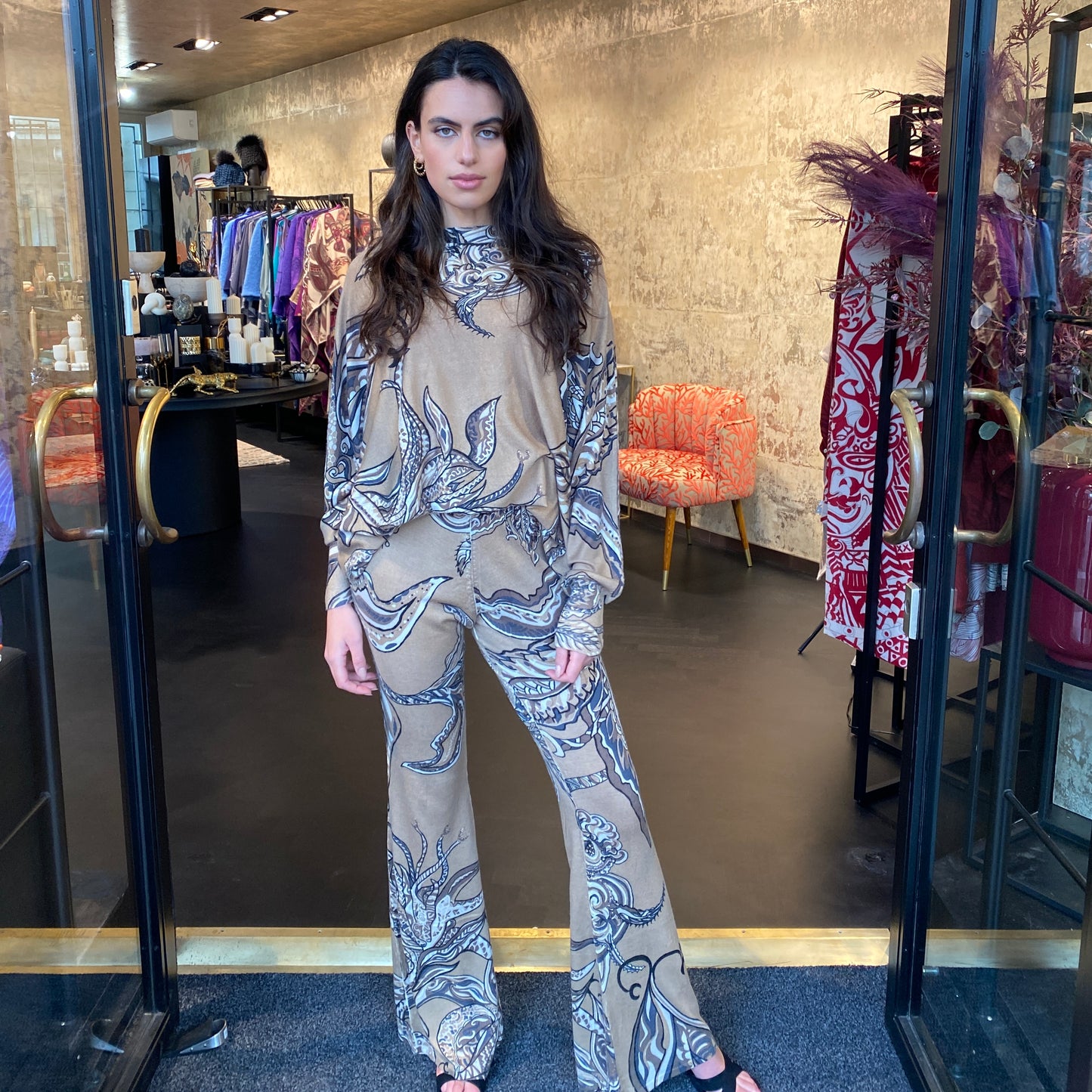 SOUL FLOWERS Baby-Kaschmir Feinstrick Pullover mit Fledermaus-Ärmeln, beige & gold, limitiert # 3