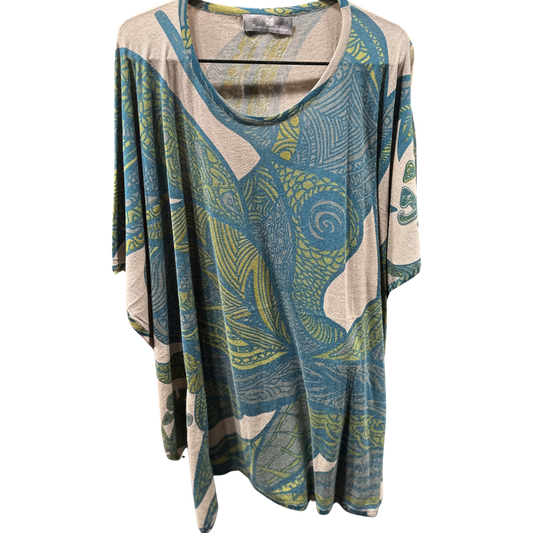 SOUL LEAVES Fein-Strick Kaschmir & Seide Poncho, bedruckt, UNIKAT