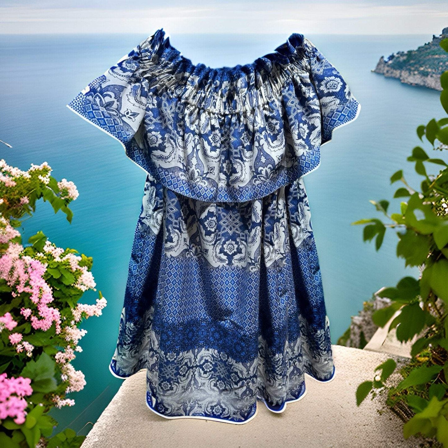 Kleid TIMELESS SUSTAINABLE COLL., Carmen, Majolica Baumwolle, Unikat L