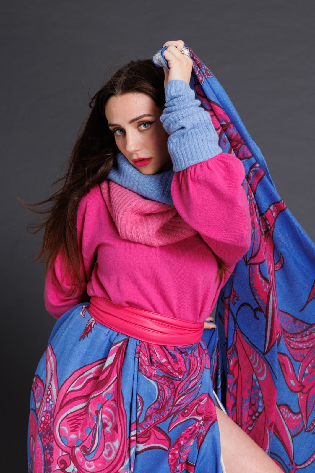 SOUL FLOWERS Maxi-Rock, blau & pink, Unikat