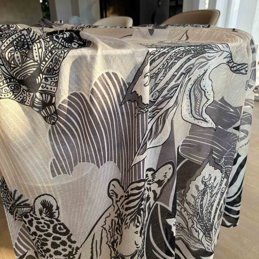 WILD FAMILY BONDS sehr leichter Kaschmirschal, beige black & taupe - Limitiert auf 3 Stück