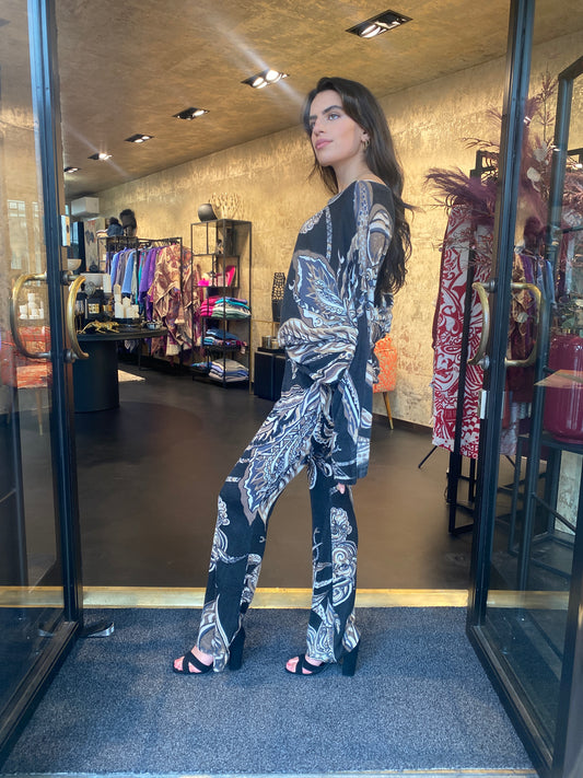 SOUL LEAVES Baby-Kaschmir Feinstrick Pullover mit Fledermaus-Ärmeln, schwarz & beige, limitiert # 3