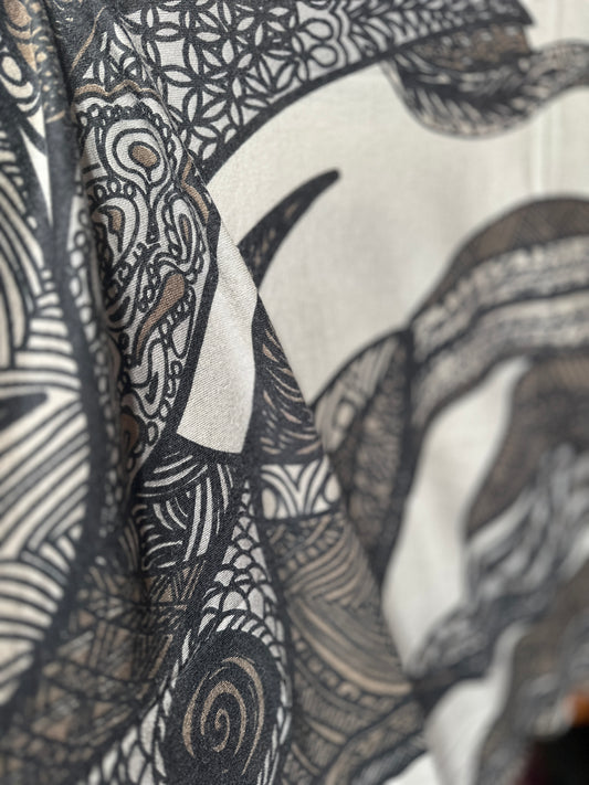 SOUL LEAVES Baby-Kaschmir Feinstrick Pullover mit Fledermaus-Ärmeln, schwarz  / taupe, limitiert # 2