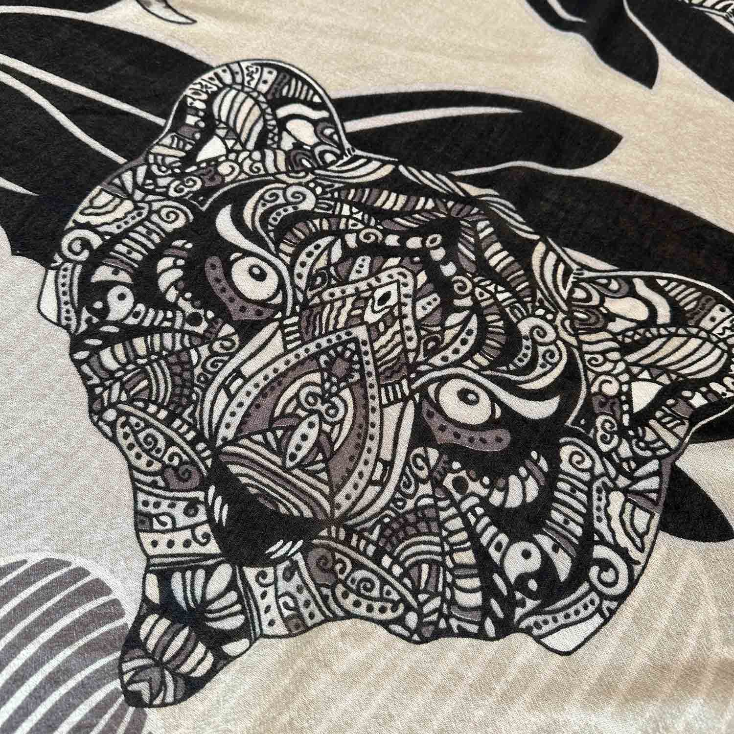 WILD FAMILY BONDS sehr leichter Kaschmirschal, beige black & taupe - Limitiert auf 3 Stück