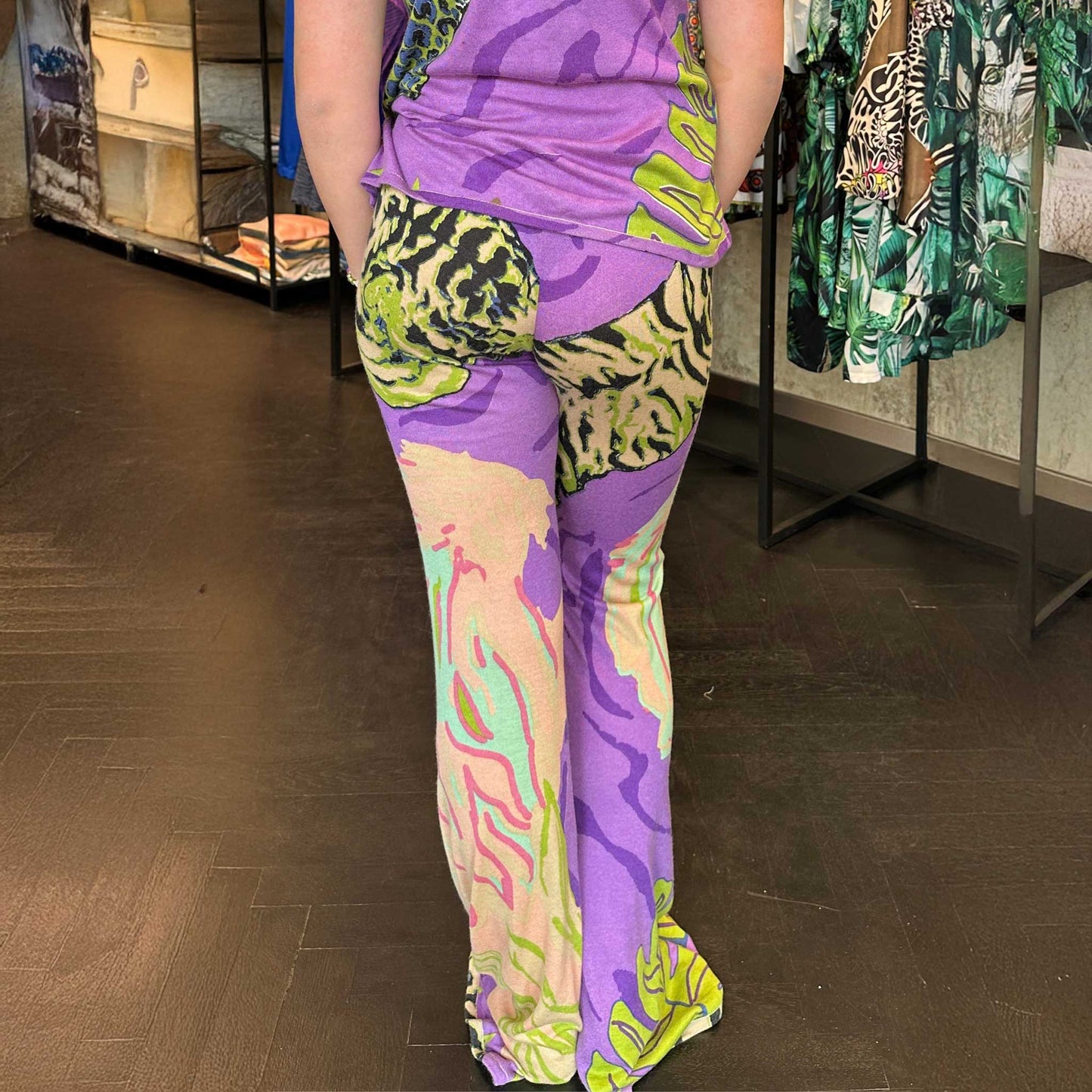 TIGER POND Feinstrick 100% Kaschmir Hose mit Schlag,  UNIKAT