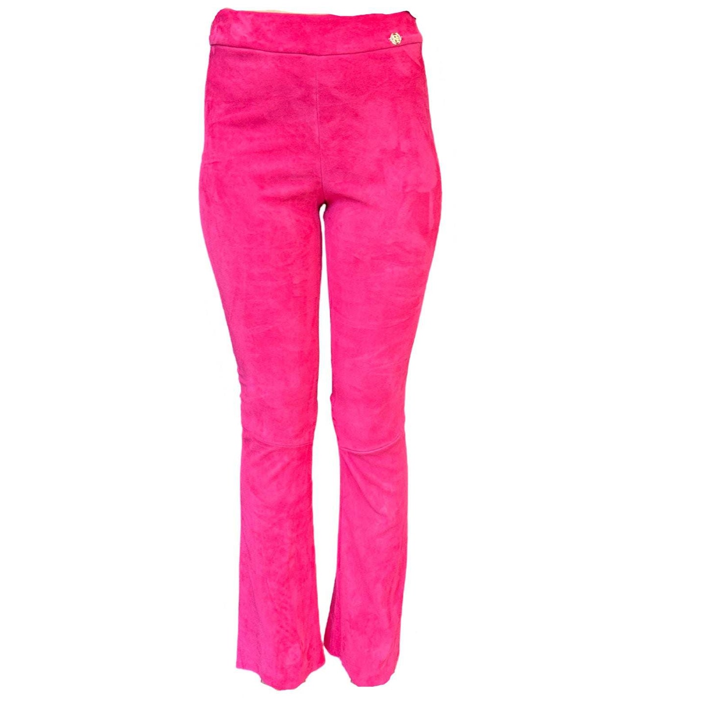 Lederhose mit Schlag aus Stretch-Lammleder, Pink, Maßkonfektion