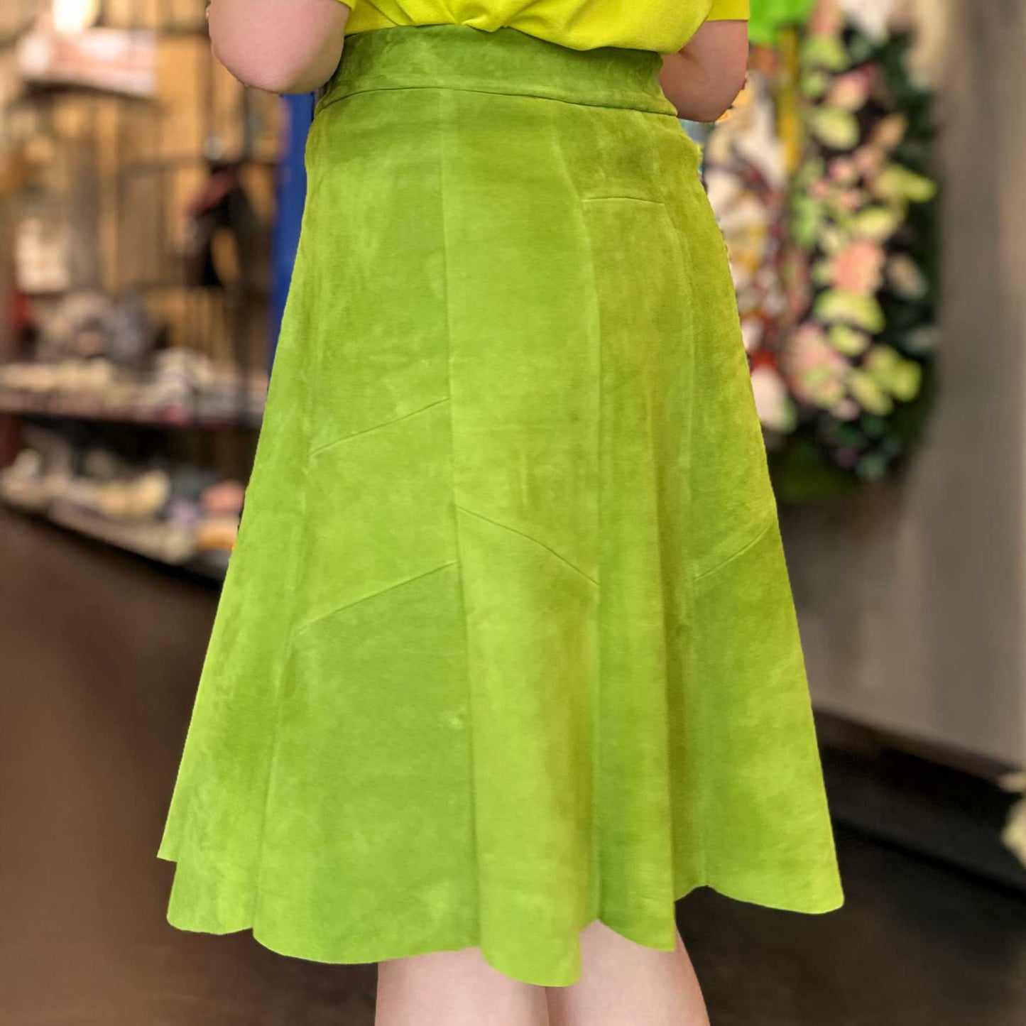 Lederrock aus Stretch-Lammleder, greenery, Maßkonfektion