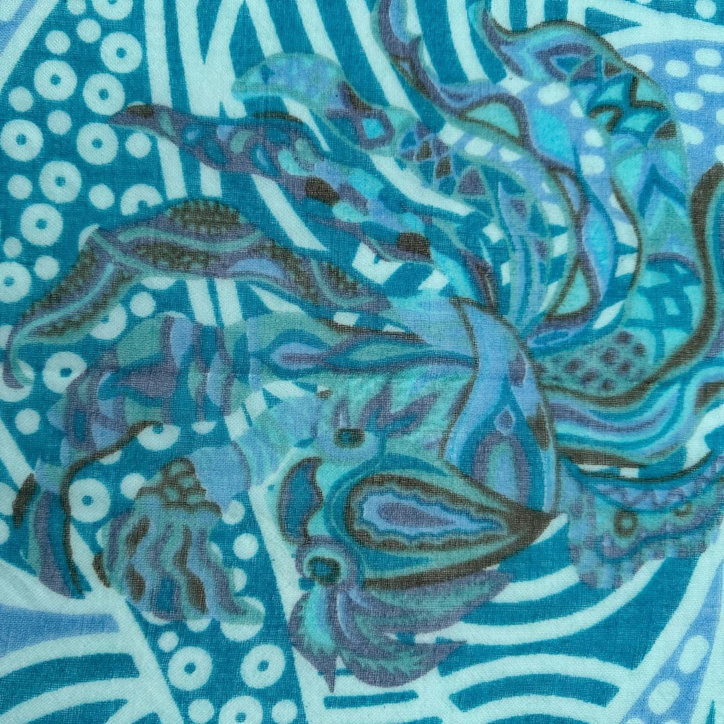 Schal Deep Ocean, feiner Kaschmir, XL 140x200cm, Motiv JUNGLE, Unikat