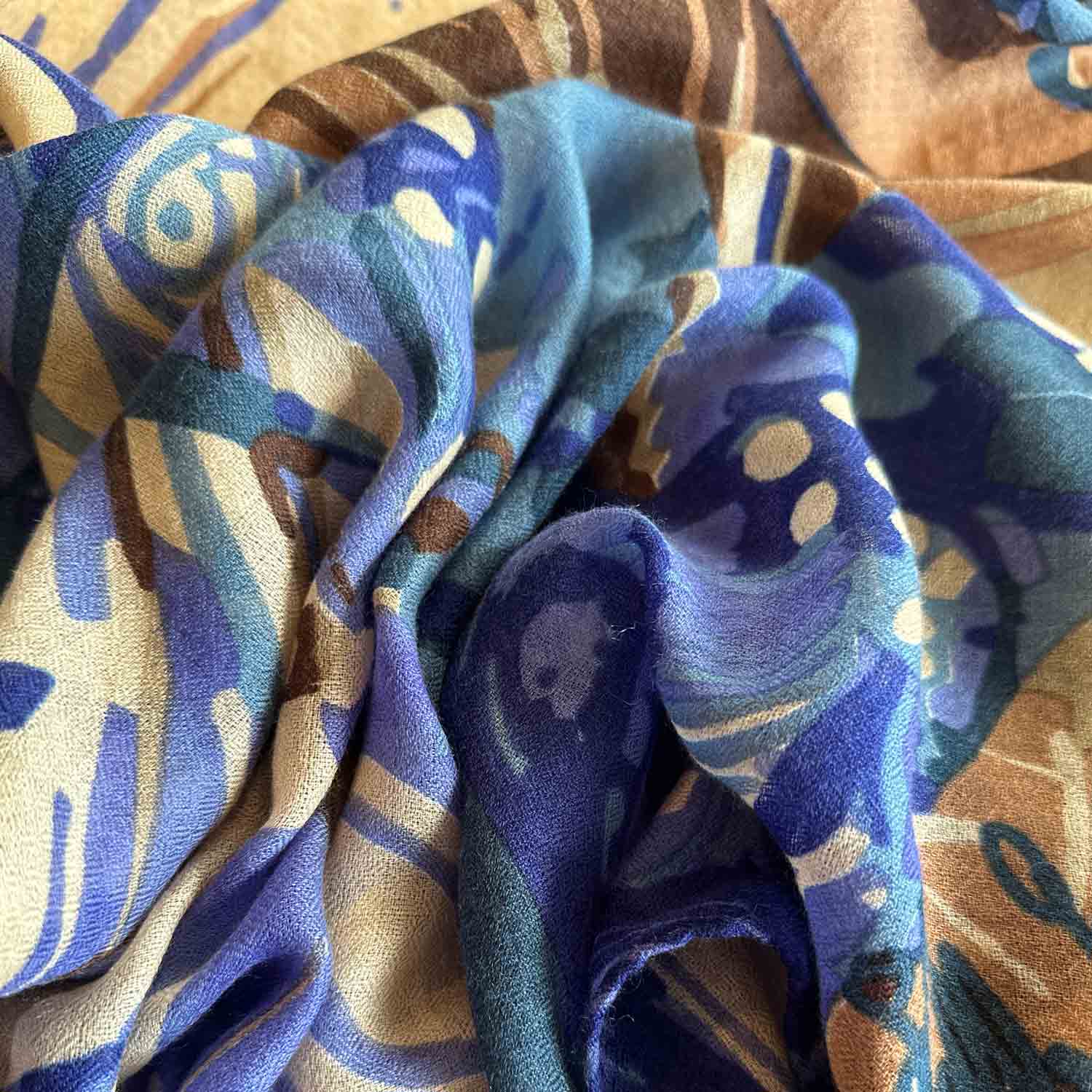 METHAMORPHOSE Kaschmir Carre Tuch in den Farben Mocca Mousse, Toffe, Beige, Braun, Blau, Ltd 5