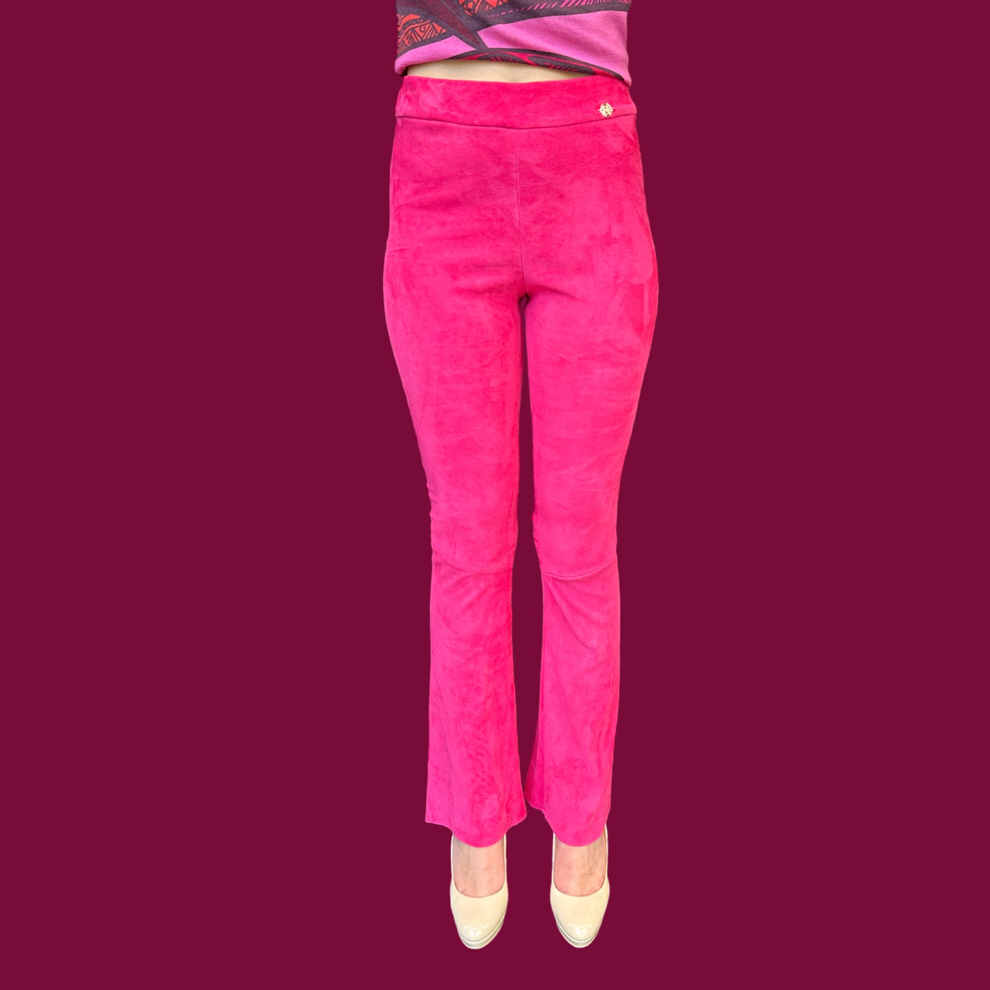 Lederhose mit Schlag, aus Stretch-Lammleder, Pink, exkl. Maßkonfektion