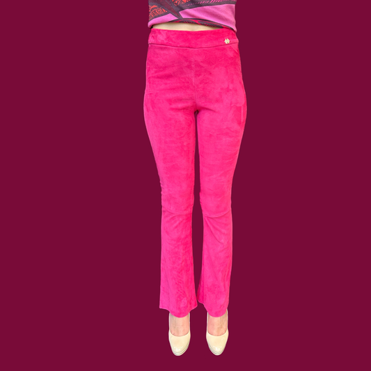 Lederhose mit Schlag, aus Stretch-Lammleder, Pink, exkl. Maßkonfektion