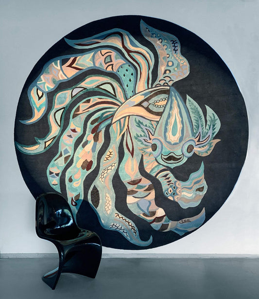 HAPPY FISH 1 - Unique carpet - Unique Designer Rug 260 cm - Knotting time approx. 270 days