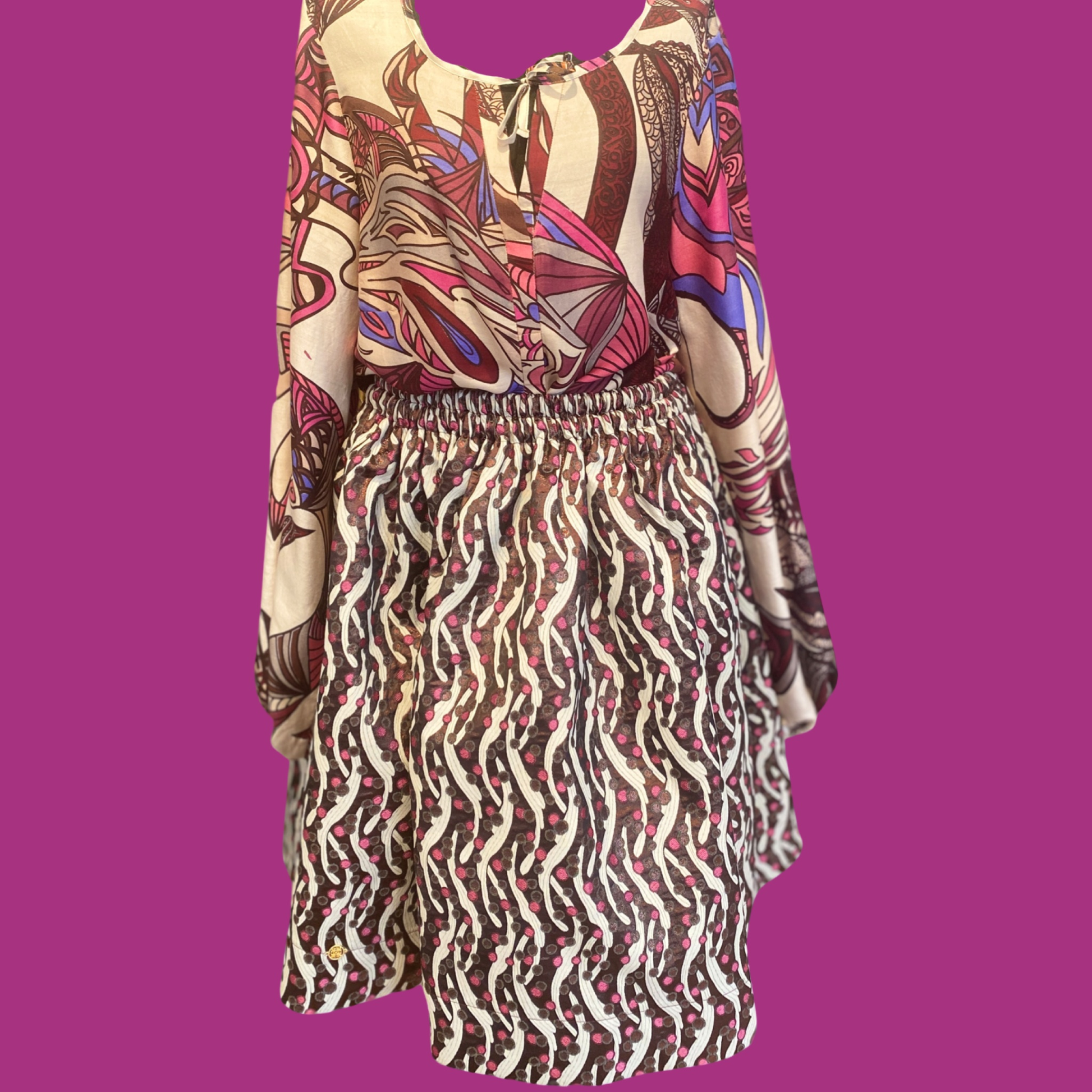 Rock Brokat Seiden - Rokoko- Berry/braun/creme