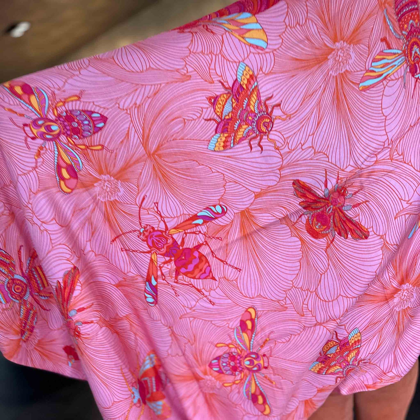 Schal JUST BEES, Kaschmir und Seide, double face, 100x200, orange-pink