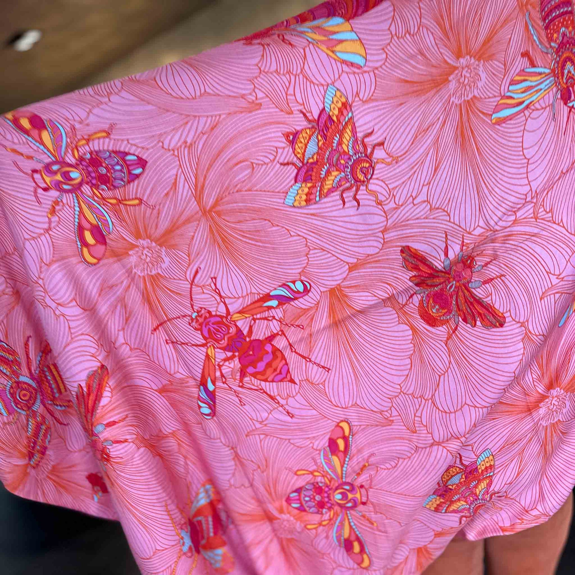 Schal JUST BEES, Kaschmir und Seide, double face, 100x200, orange-pink