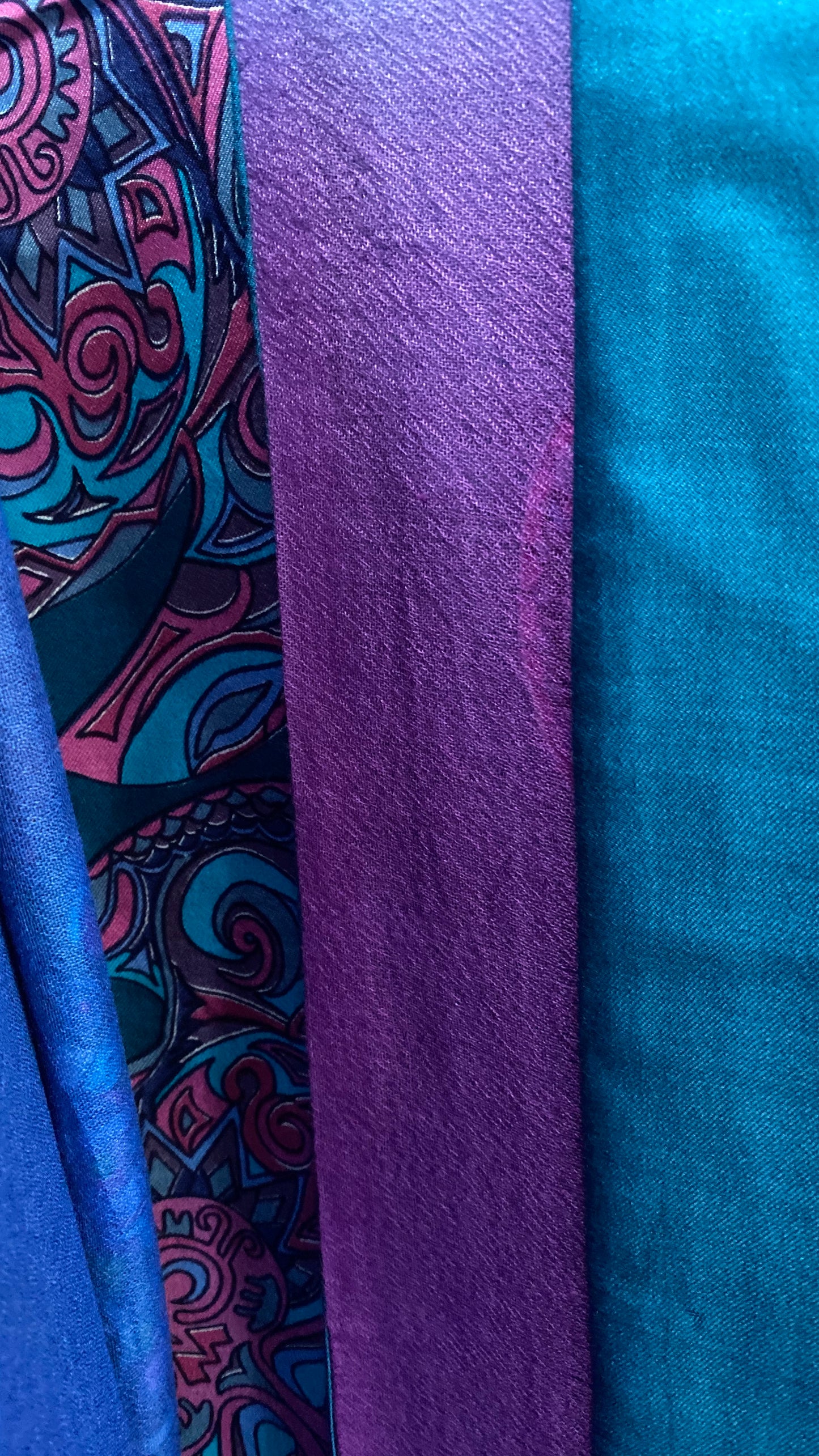 “TURTLE LOVE” Doubleface Kaschmir & Seiden-Schal - 200x100 - petrolblau/pink/ lila / blau - Limitiert #5