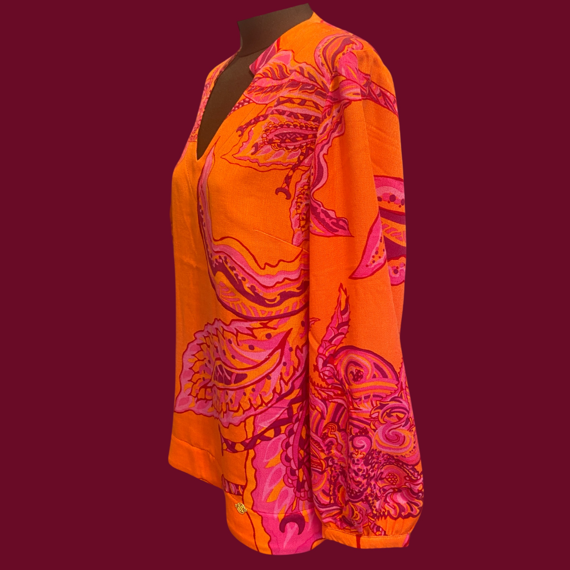 SOUL FLOWERS Wolle & Seiden Winter Tunika, orange & pink, UNIKAT