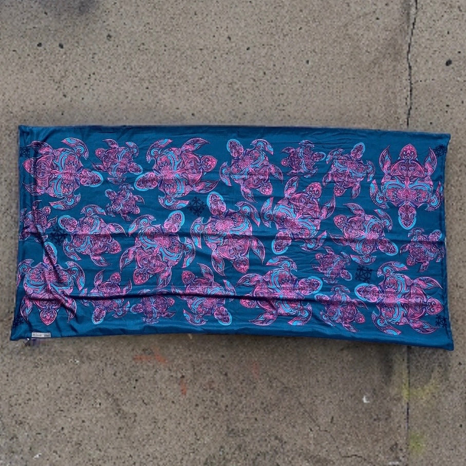 “TURTLE LOVE” Doubleface Kaschmir & Seiden-Schal - 200x100 - petrolblau/pink/ lila / blau - Limitiert #5