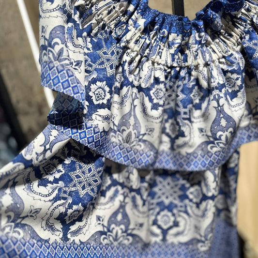 Kleid TIMELESS SUSTAINABLE COLL., Carmen, Majolica Baumwolle, Unikat L