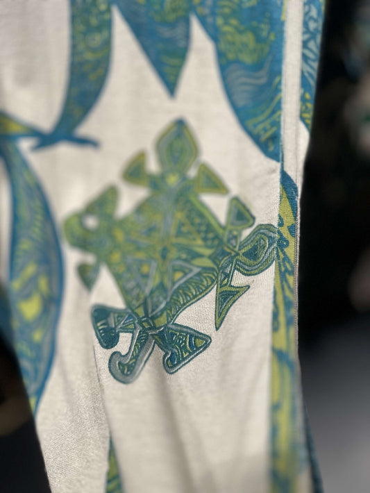 Rock SOUL FLOWERS 100% Kaschmir, Schlitz, Gummibund, Grün/beige, Ltd 2