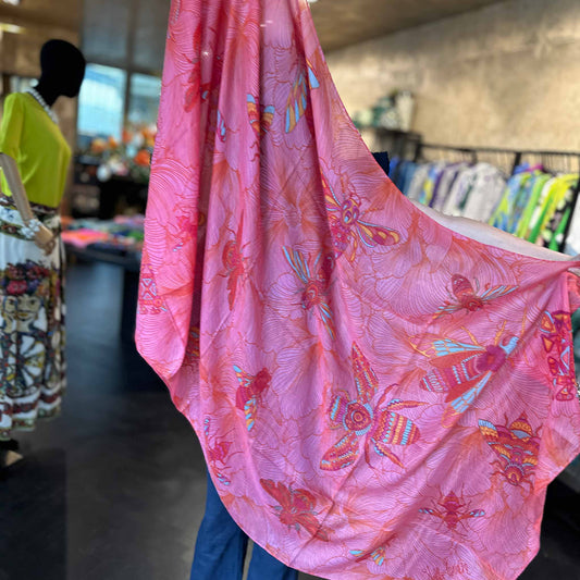 Leichter Sommerschal, 100% Kaschmir, Sonderedition “Safe the 🐝 “ pink