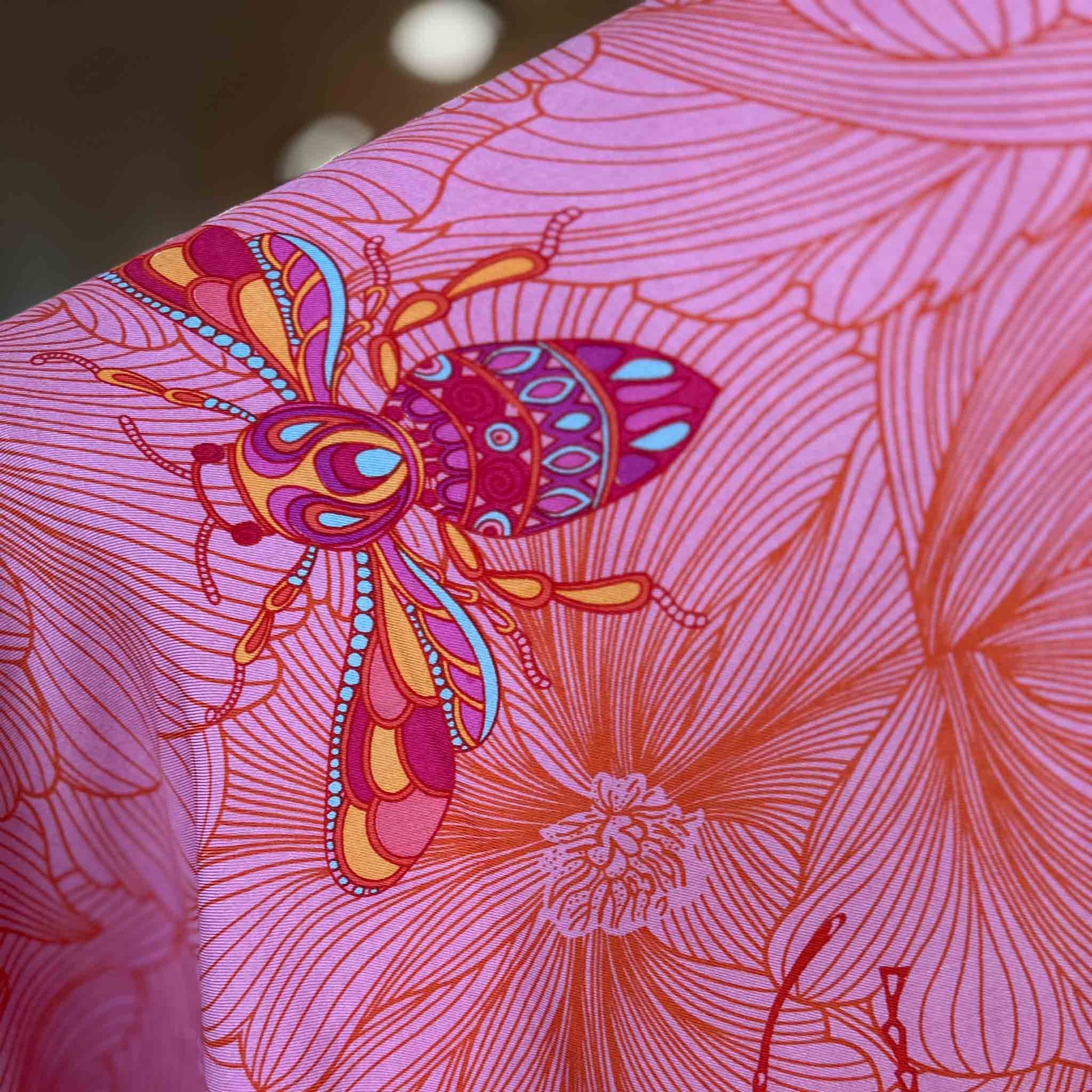 Schal JUST BEES, Kaschmir und Seide, double face, 100x200, orange-pink