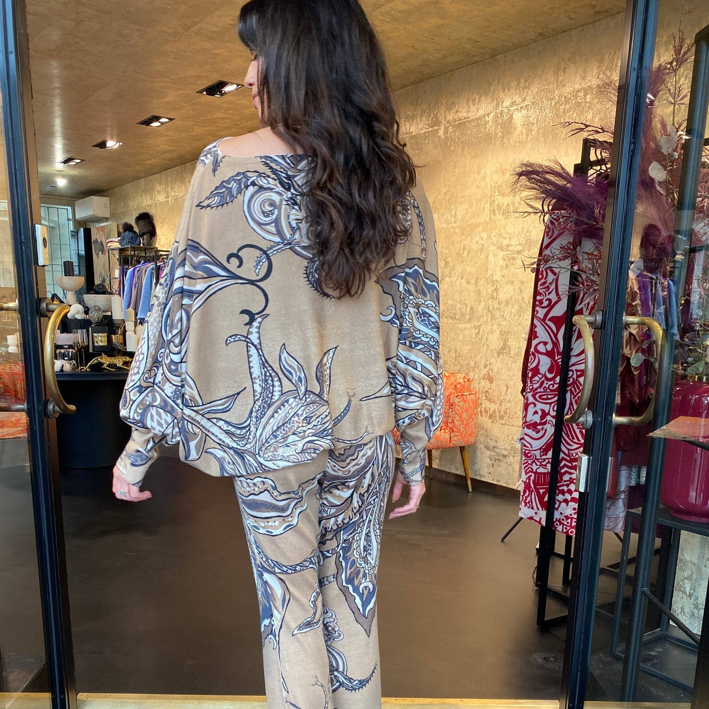 SOUL FLOWERS Baby-Kaschmir Feinstrick Pullover mit Fledermaus-Ärmeln, beige & gold, limitiert # 3