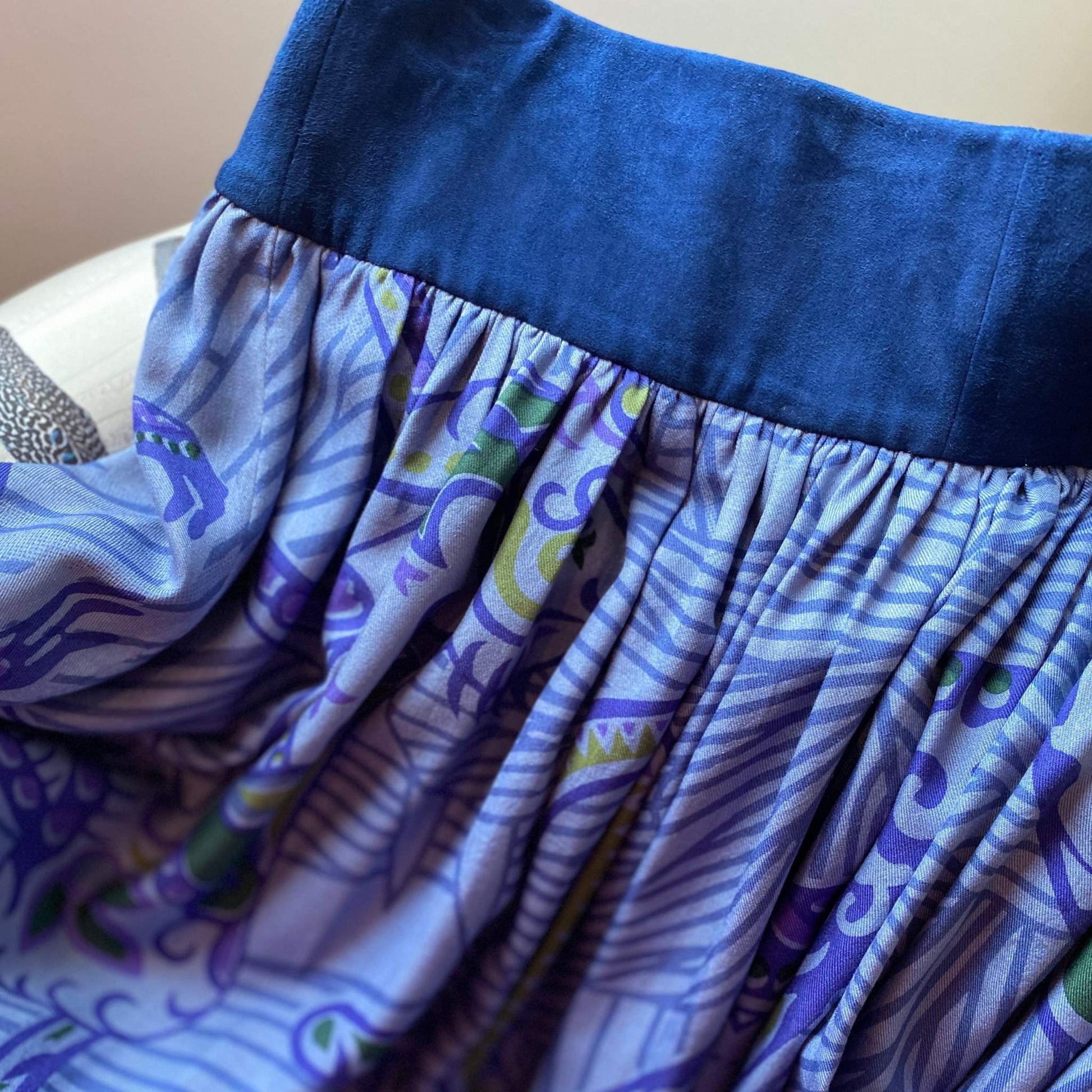 Maxi-Rock JUNGLE LOVE, Seide, blue & green, handmade, limitiert 2 St.