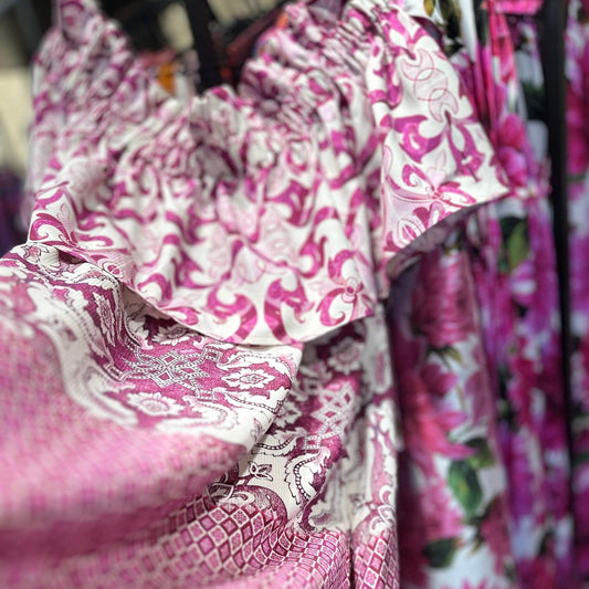 TIMELESS SUSTAINABLE COLLECTION Carmen Sommerkleid, Majolica Baumwolle, L, Unikat