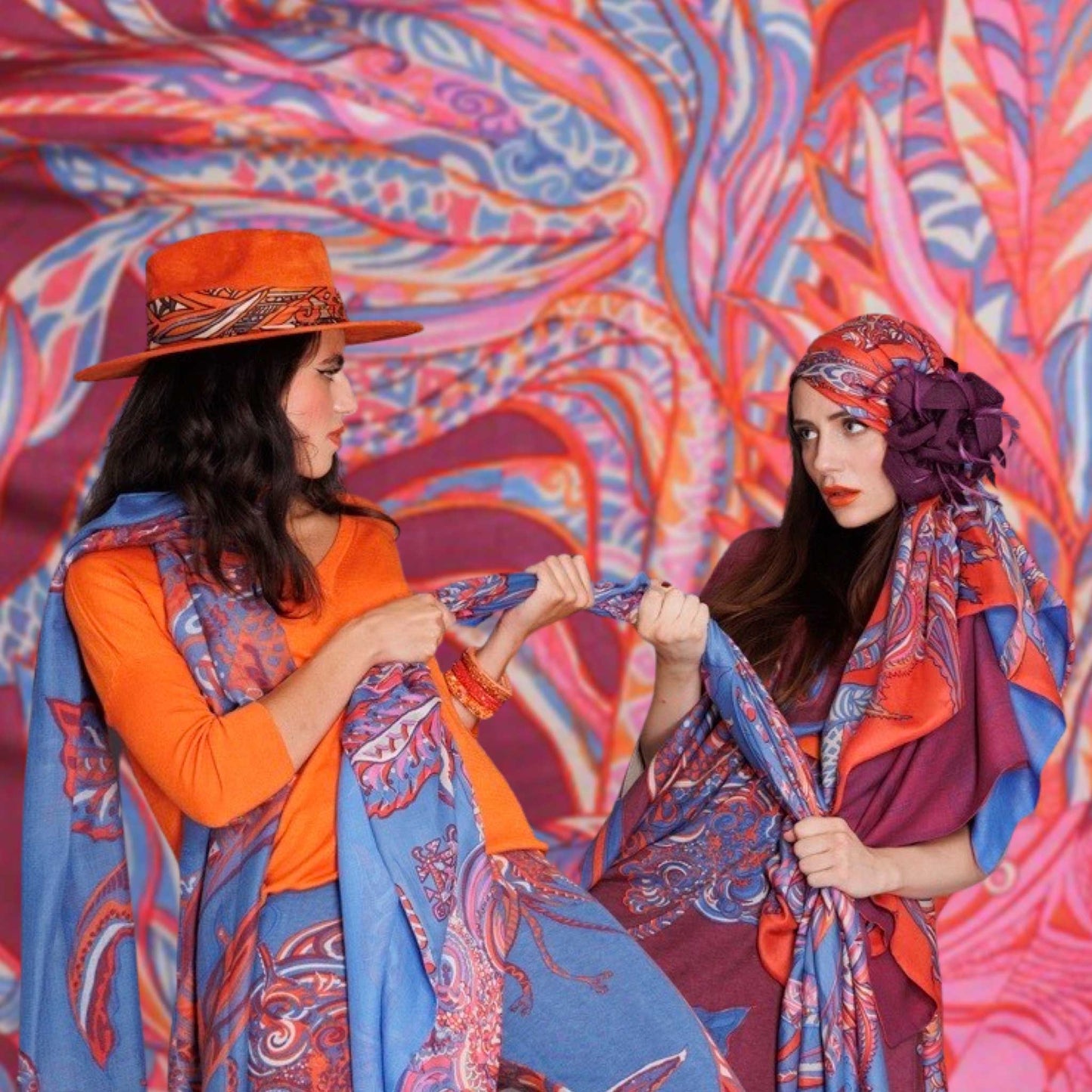 BONDED IN GARDEN EDEN Kaschmir & Seidentuch, Doubleface, Plum, LIMITED EDITION #2/3