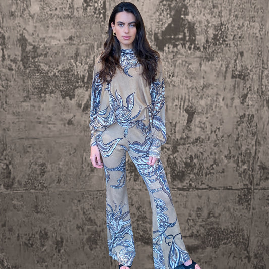 SOUL FLOWERS Baby-Kaschmir Feinstrick Pullover mit Fledermaus-Ärmeln, beige & gold, limitiert # 3