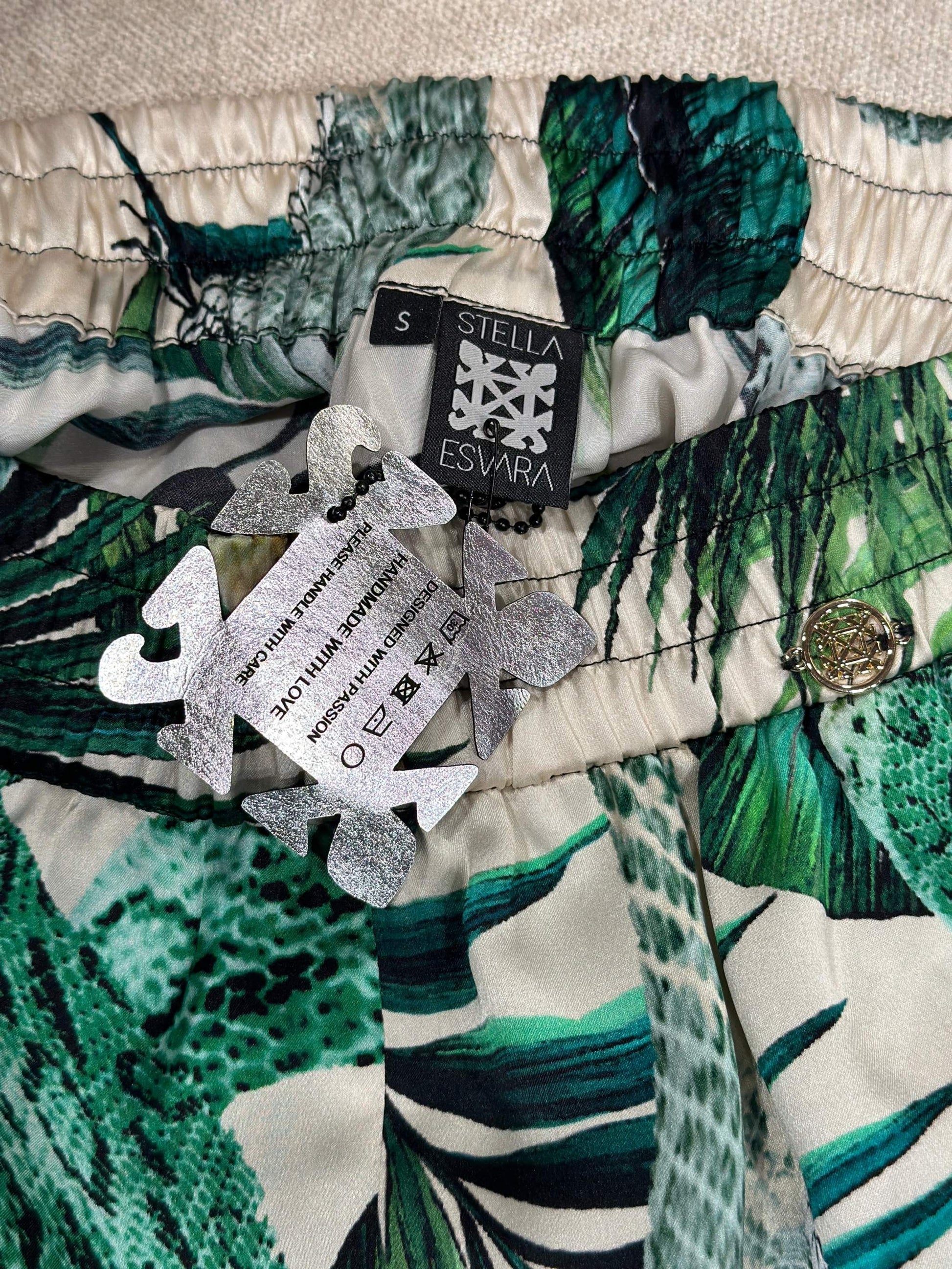 TIMELESS SUSTAINABLE COLLECTION Seidenhose, Garden Eden, white, Unikat