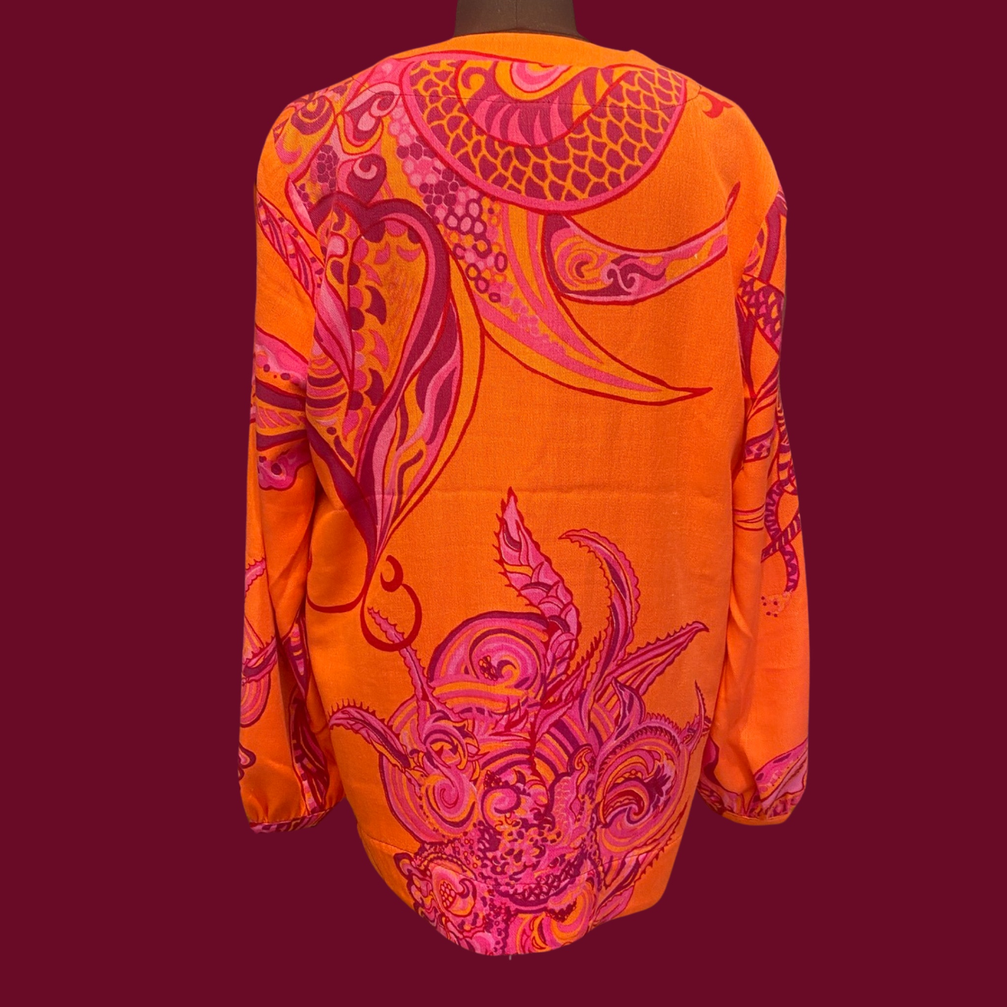 SOUL FLOWERS Wolle & Seiden Winter Tunika, orange & pink, UNIKAT