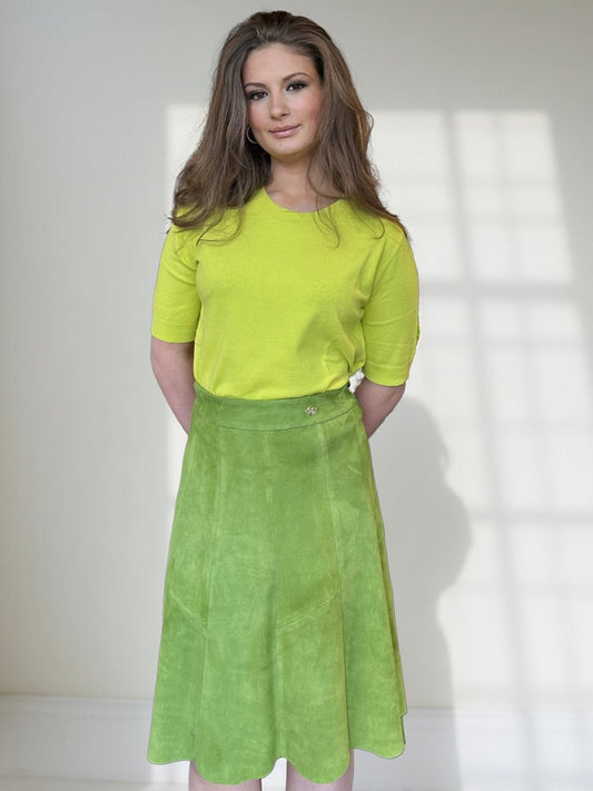 Lederrock aus Stretch-Lammleder, greenery, Maßkonfektion