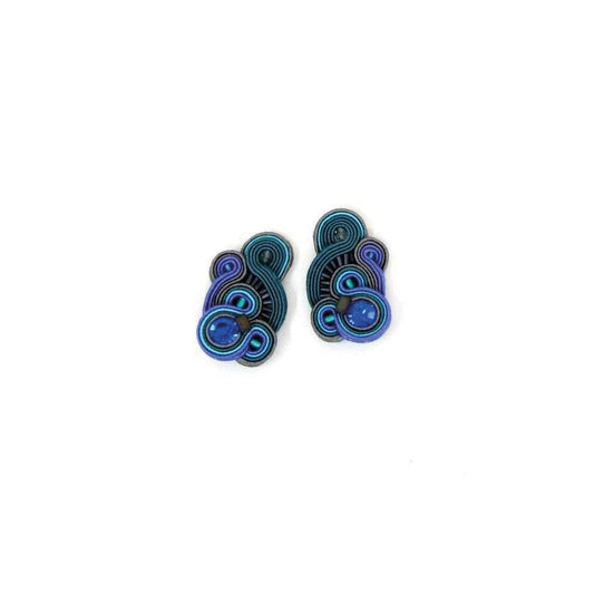 elegante, schicke blaue Ohrclips mit österreichischen Kristallen und Miyuki-Perlen