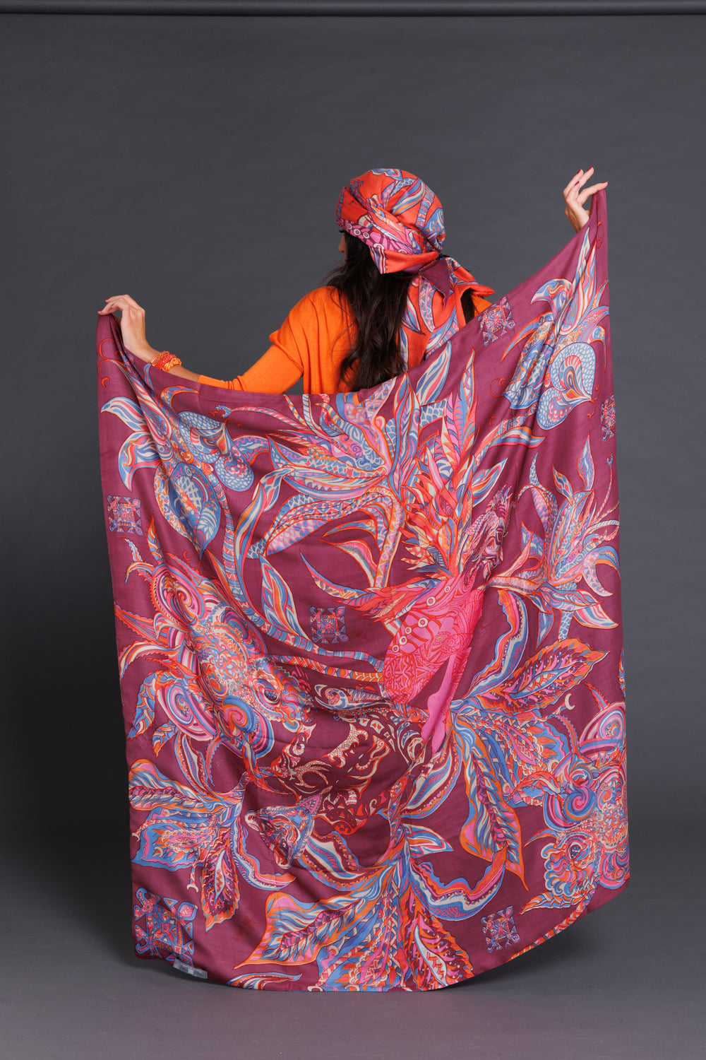 “BONDED IN GARDEN EDEN” - LIMITED EDITION #2 of 3 pieces - Cashmere & Silk, Doubleface - Plum