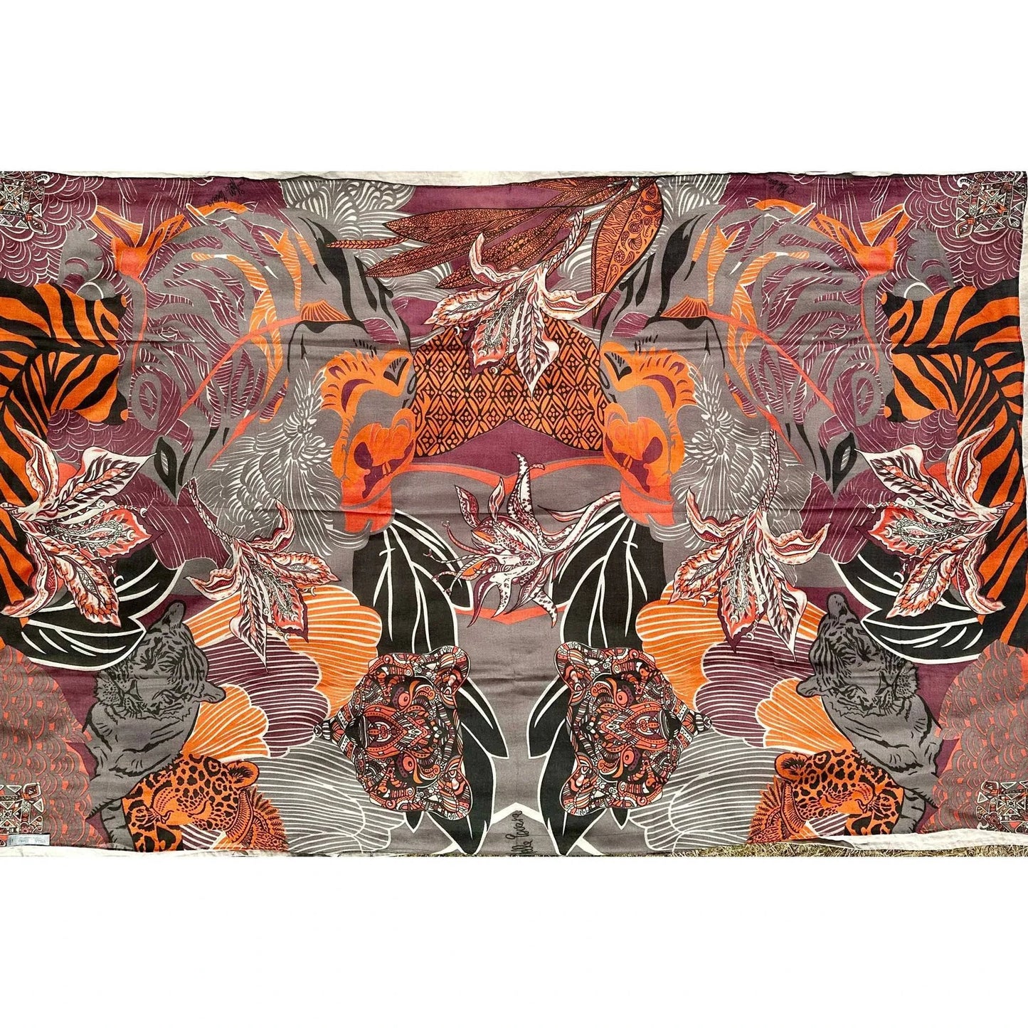 WILD FAMILY BONDS leichter Kaschmirschal, orange & taupe - Limitiert auf 5 Stück