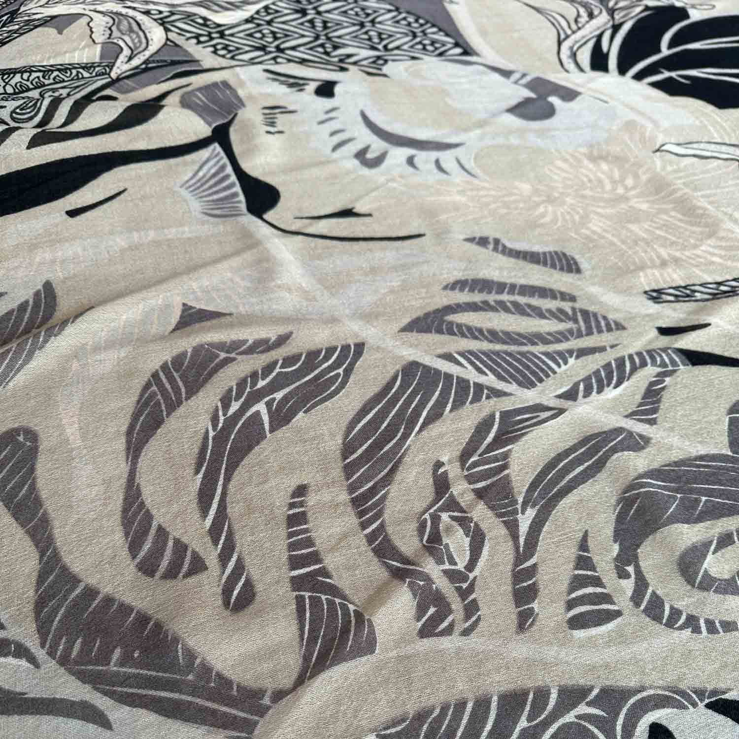 WILD FAMILY BONDS sehr leichter Kaschmirschal, beige black & taupe - Limitiert auf 3 Stück