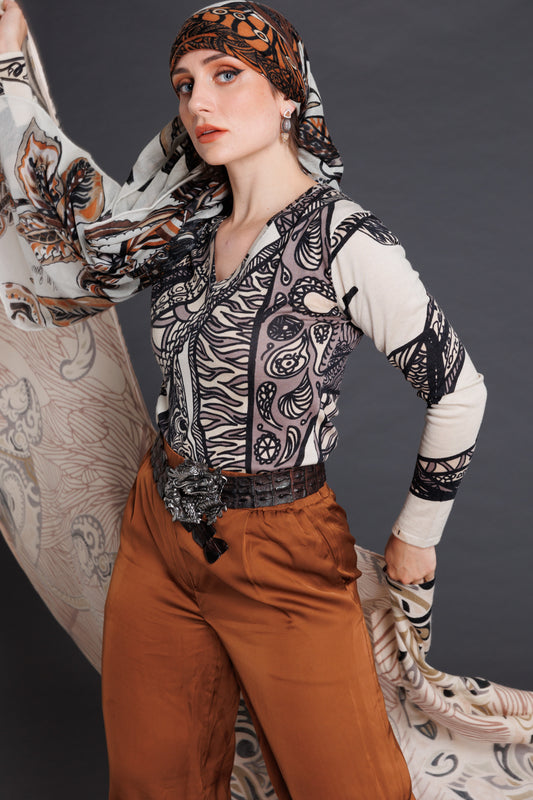 SOUL LEAVES Feinstrick Baby-Kaschmir Pullover, black & beige, Limitiert auf 3 Stück