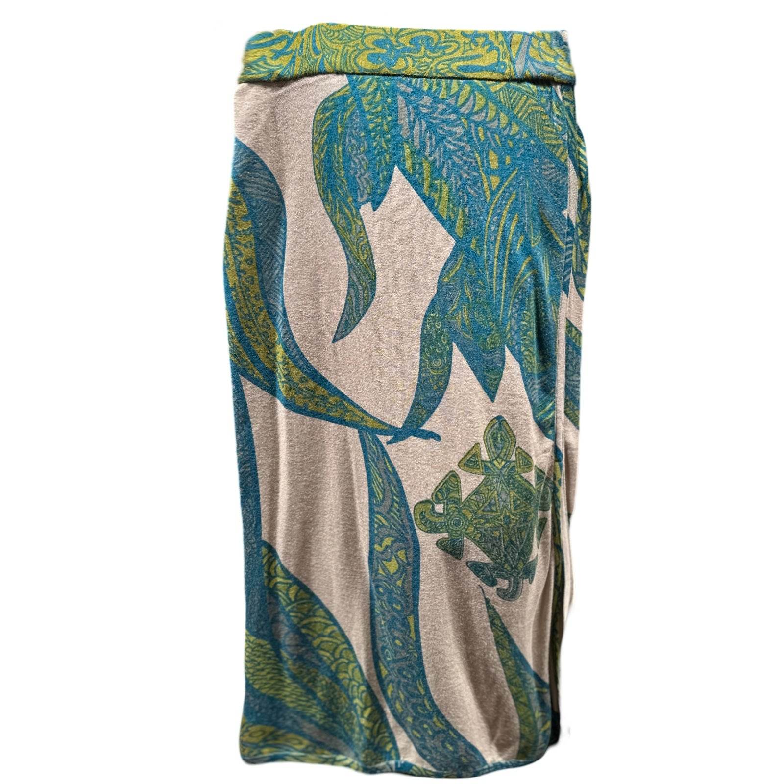 Rock SOUL FLOWERS 100% Kaschmir, Schlitz, Gummibund, Grün/beige, Ltd 2