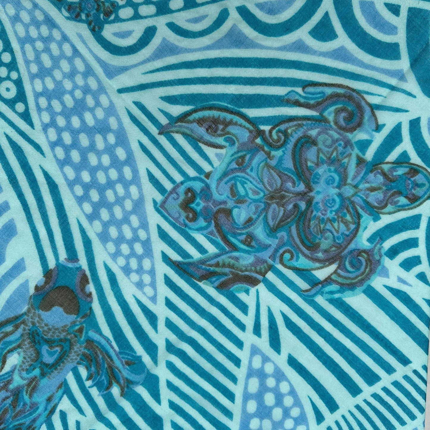 Schal Deep Ocean, feiner Kaschmir, XL 140x200cm, Motiv JUNGLE, Unikat