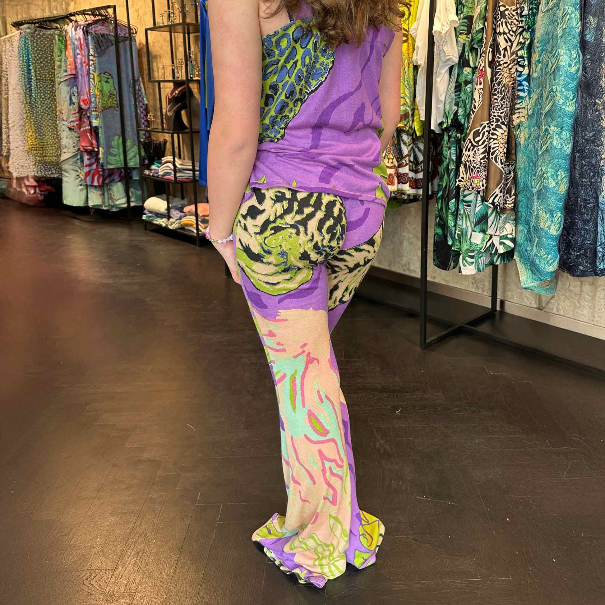 TIGER POND Feinstrick 100% Kaschmir Hose mit Schlag,  UNIKAT