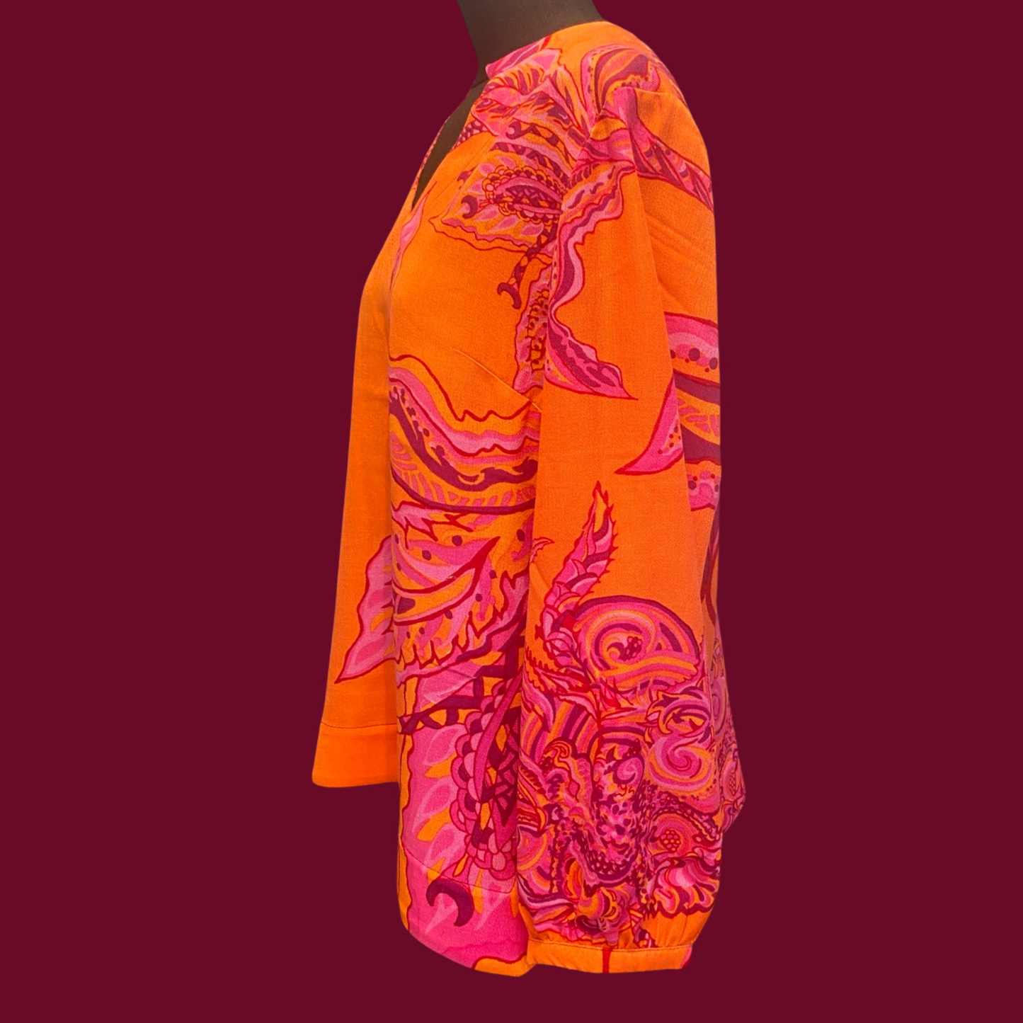 SOUL FLOWERS Wolle & Seiden Winter Tunika, orange & pink, UNIKAT